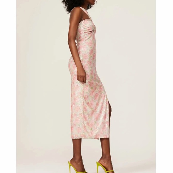 Saylor Faena Pink Floral Sequin Sleeveless Midi Dress Revolve - Picture 12 of 13